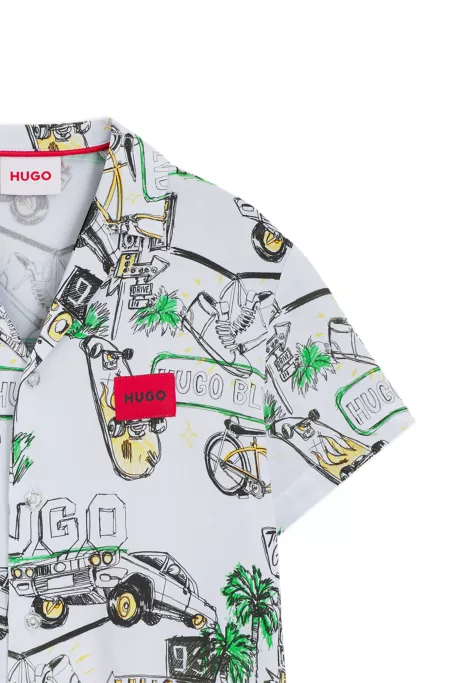 Chemise avec logo imprimé intégral et badge logoté pour enfant