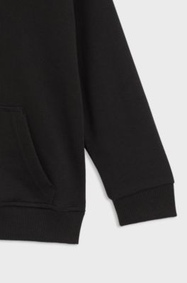 Kids' hoodie in cotton-blend terry with stacked logo, Black