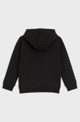 Kids' hoodie in cotton-blend terry with stacked logo, Black