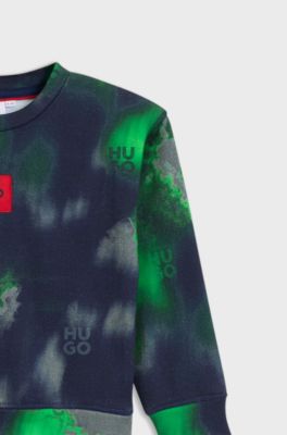 Kindersweater van een katoenmix met all-over print, Bedrukt