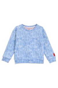 Sudadera holgada para niños con logotipos geométricos de efecto denim, Celeste