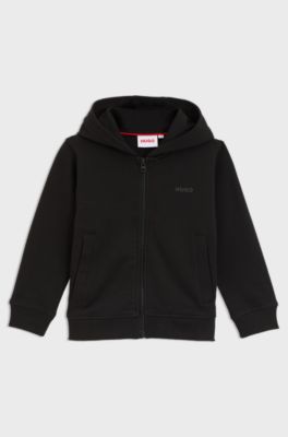Kids' cotton-blend hoodie with logo print, Black