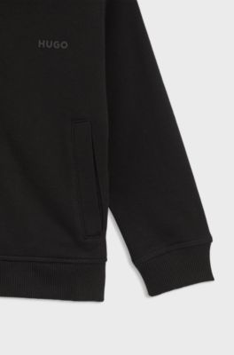 Kids-Hoodie aus Baumwoll-Mix mit Logo-Print, Schwarz