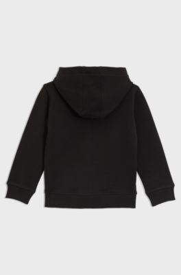 Kinderhoodie van een katoenmix met logoprint, Zwart