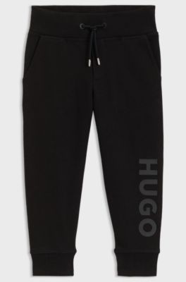 Kids' cotton-blend tracksuit bottoms with logo print, Black