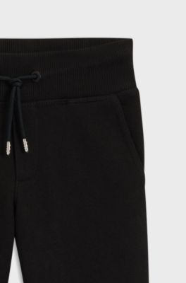 Kids' cotton-blend tracksuit bottoms with logo print, Black