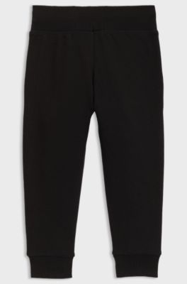 Kids' cotton-blend tracksuit bottoms with logo print, Black