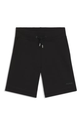 Kids-Shorts aus Baumwoll-Mix mit Logo-Print, Schwarz