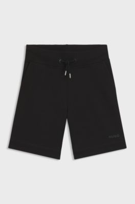 Bermuda per bambini in misto cotone con logo stampato, Nero