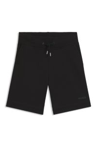 Kindershort van een katoenmix met logoprint, Zwart