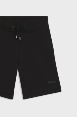 Bermuda per bambini in misto cotone con logo stampato, Nero