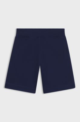 Kindershort van een katoenmix met logoprint, Donkerblauw