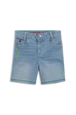 Kids' loose-fit shorts in blue denim, Blue
