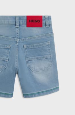 Kids' loose-fit shorts in blue denim, Blue