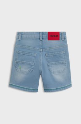 Kids' loose-fit shorts in blue denim, Blue