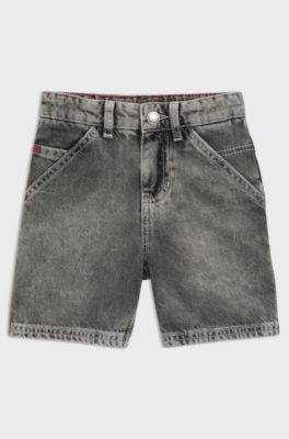 Short Loose en denim noir pour enfant, Noir