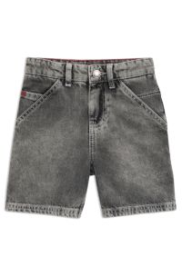 Loose-fit kindershort van zwart denim, Zwart
