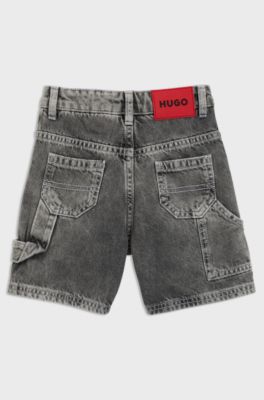 Short Loose en denim noir pour enfant, Noir