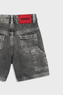 Shorts loose fit para ni&ntilde;os en denim azul, Negro