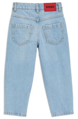 Kids' loose-fit jeans in blue denim, Light Blue