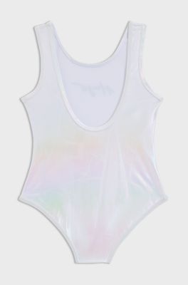 Iriserend kinderbadpak met logoprint, Zilver