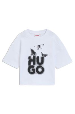Kids' loose-fit T-shirt in cotton with logo artwork, White