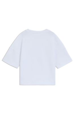 Kids' loose-fit T-shirt in cotton with logo artwork, White