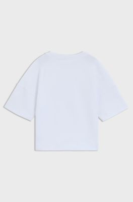 T-shirt per bambini con vestibilit&agrave; comoda in cotone con grafica con logo, Bianco