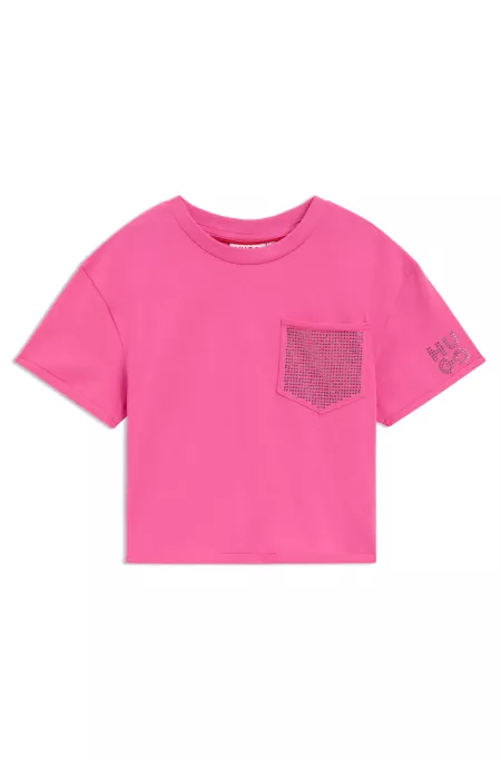 T-shirt court en coton avec poche plaquée pour enfant