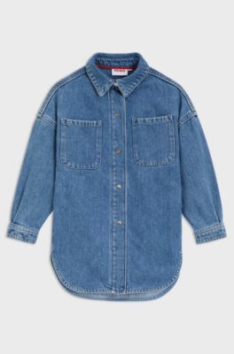 Kids' loose-fit denim shirt, Blue