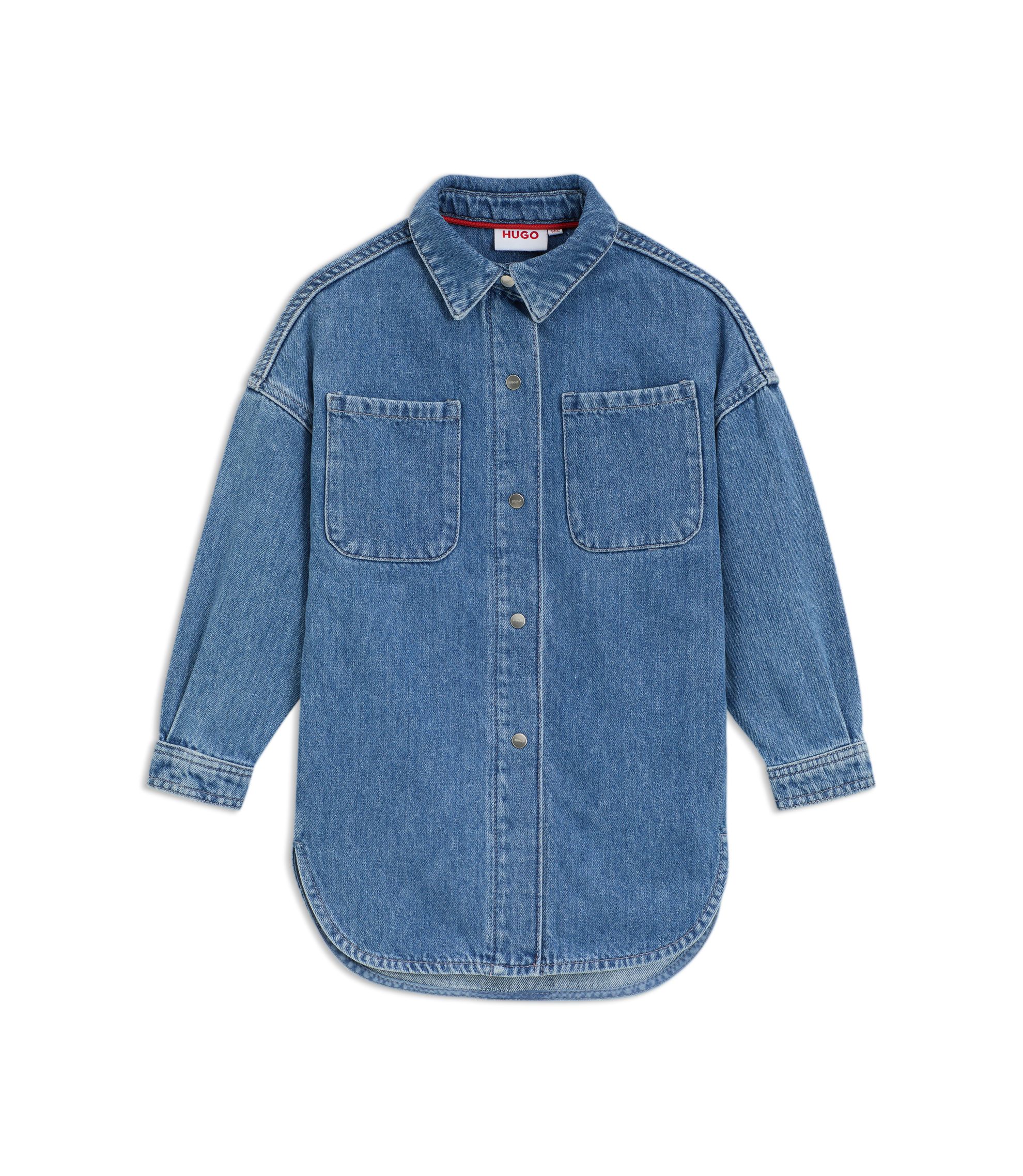 HUGO - Kids' loose-fit denim shirt - Blue