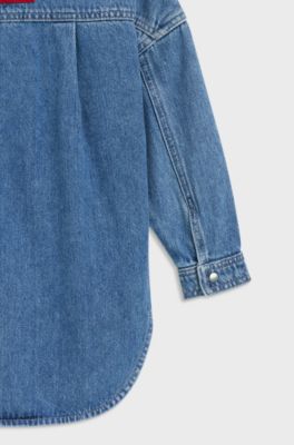 Kids' loose-fit denim shirt, Blue