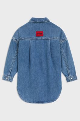 Kids' loose-fit denim shirt, Blue