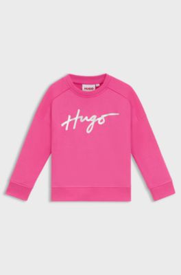 Kids' cotton-blend sweatshirt with iridescent logo, Pink