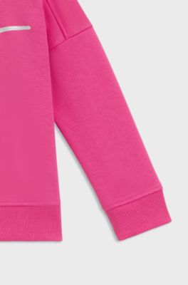 Felpa per bambini in misto cotone con logo iridescente, Rosa
