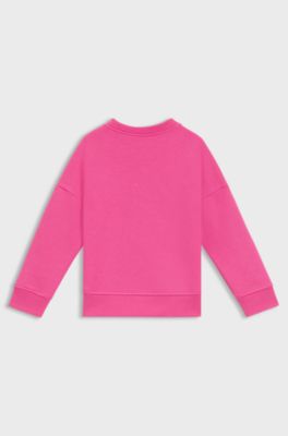 Felpa per bambini in misto cotone con logo iridescente, Rosa