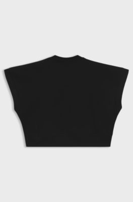 T-shirt Loose en coton avec logo clout&eacute; pour enfant, Noir