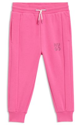 Kids' cotton-blend tracksuit bottoms with studded logo, Pink