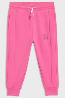 Kids' cotton-blend tracksuit bottoms with studded logo, Pink