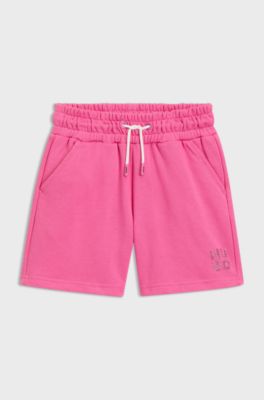 Kids' cotton-blend shorts with studded logo, Pink