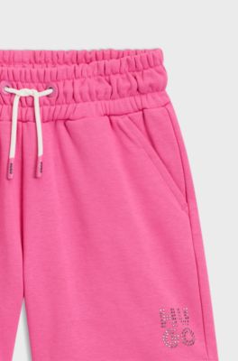 Kids' cotton-blend shorts with studded logo, Pink