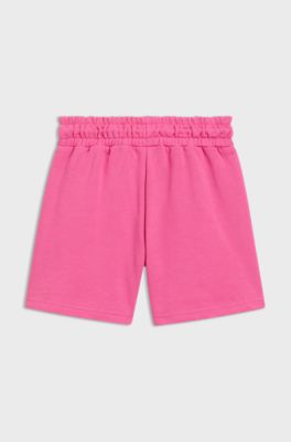 Kindershort van een katoenmix met logostuds, Pink