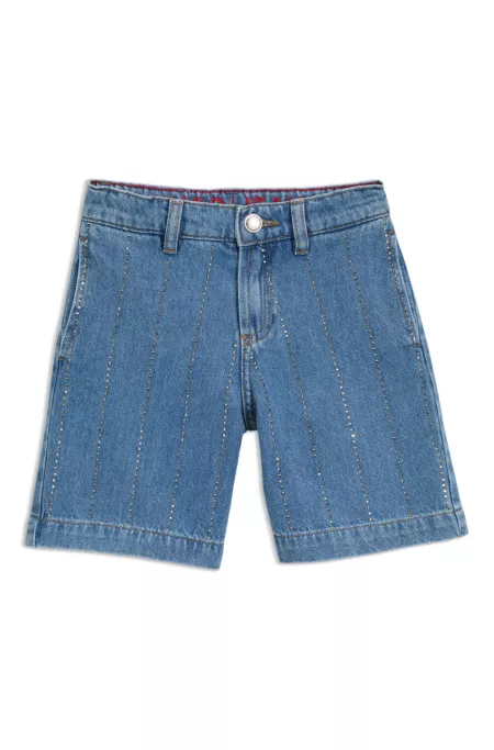 Short en jean Relaxed à rayures cloutées pour enfant