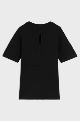 Kids' T-shirt dress in cotton with logo artwork, Black