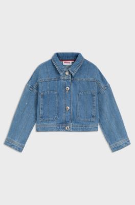 Kids-Jeansjacke mit Nieten-Streifen, Blau