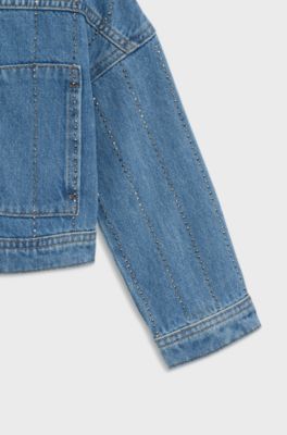 Kids-Jeansjacke mit Nieten-Streifen, Blau