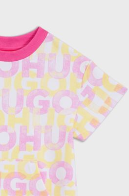 Kids-Kleid aus French Terry mit Logo-Print, Gemustert