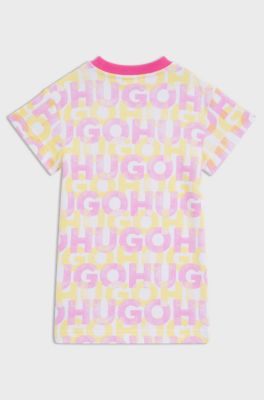 Kids-Kleid aus French Terry mit Logo-Print, Gemustert