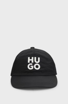 Kids' cap in crinkle fabric with stacked logo, Black