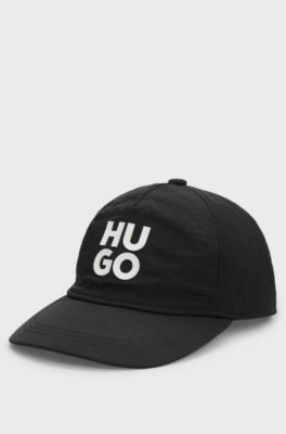 Kids' cap in crinkle fabric with stacked logo, Black